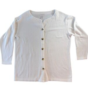 Vintage Express Tricot Off White Cream Button Up Cardigan Sweater Womens Medium
